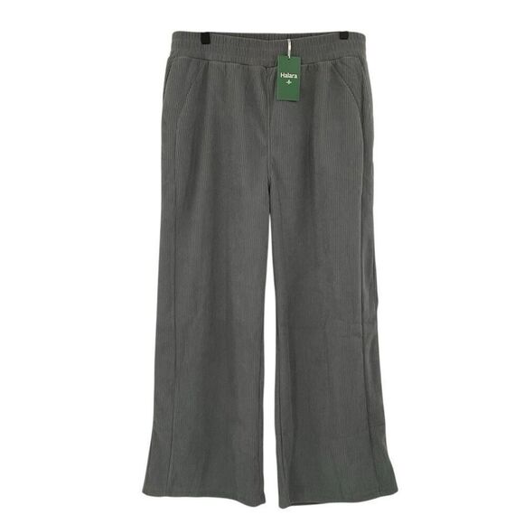 NWT Halara Gray High Waisted Side Pocket Straight Mop Corduroy Casual Pants XLP - Picture 2 of 11